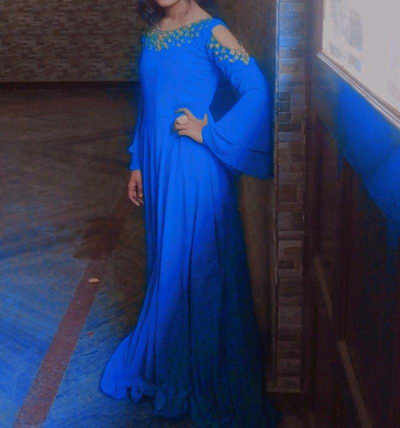 Beautiful Blue Gown With Attached Cancan