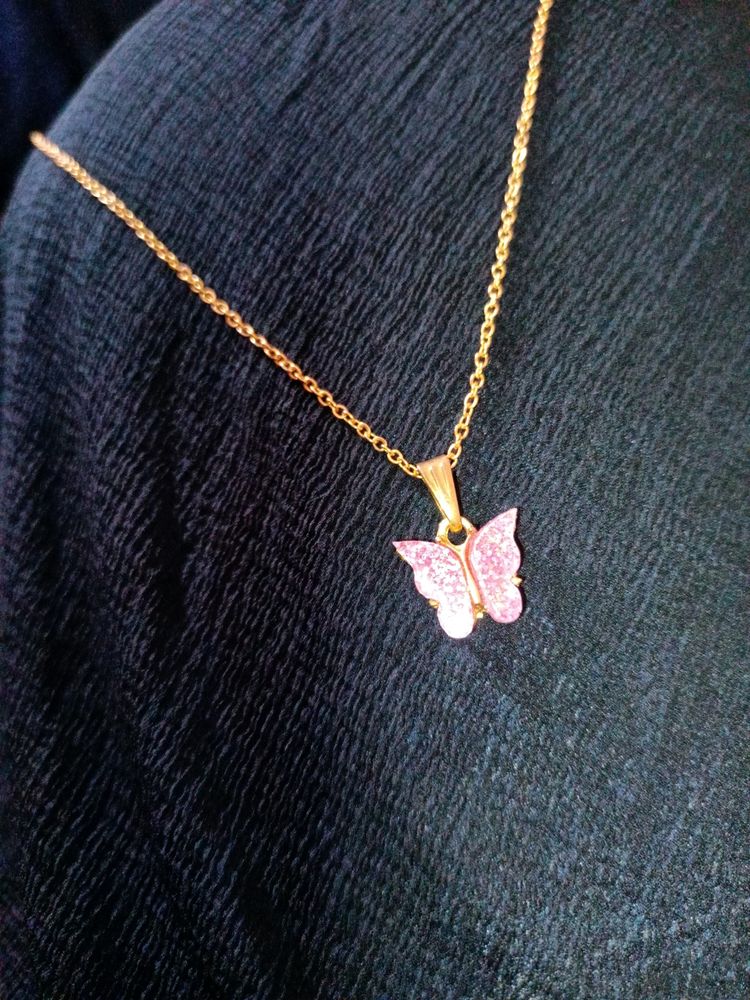 Butterfly pendant set - pink