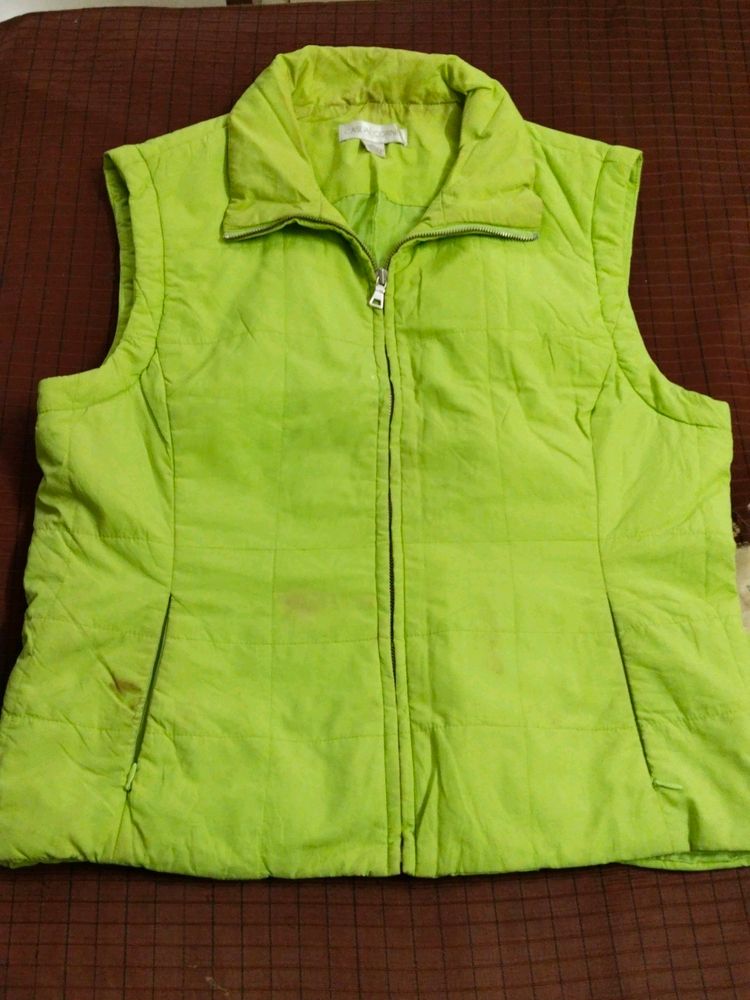 Fluorescent green puffer jacket