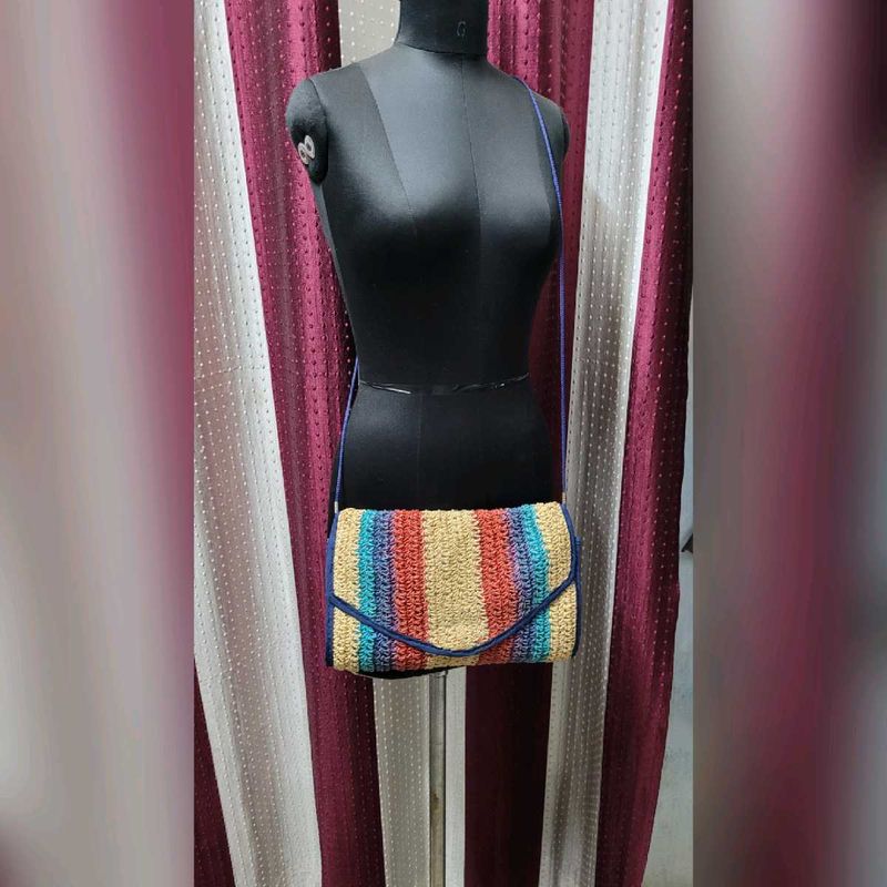 Multi Color Straw Raffia Clutch Purse