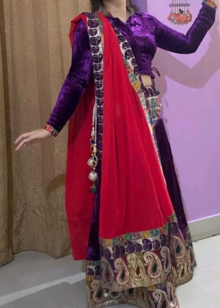 Purple Velvet Lehenga