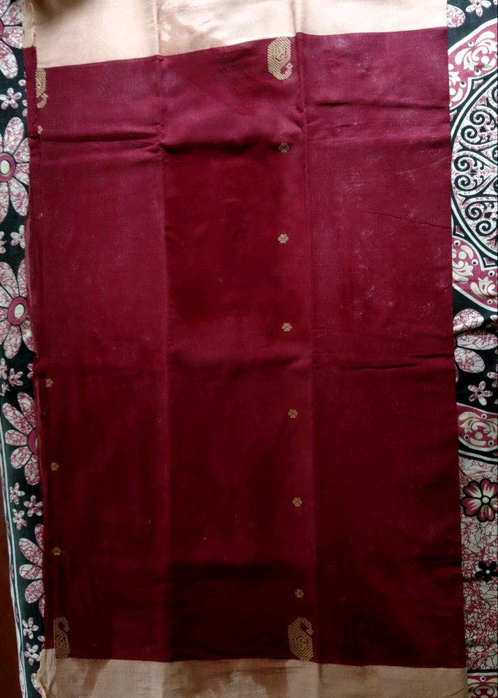 Beautiful Maroon Tant Cotton Saree🌟