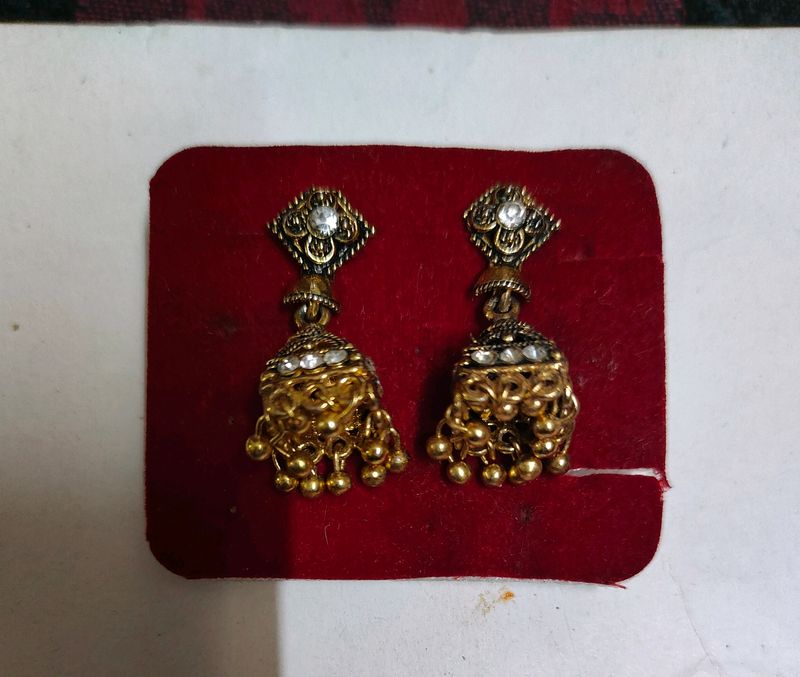 Oxidised Gold Plated Jhumka