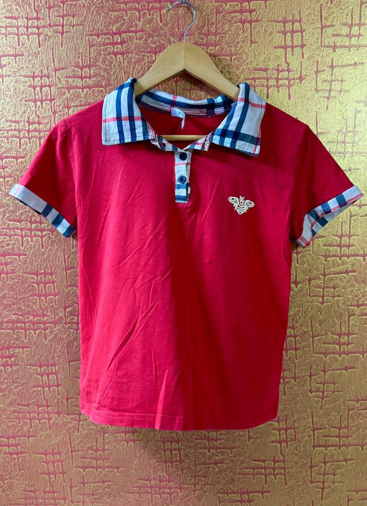 Burberry Collar Red Women Tshirt