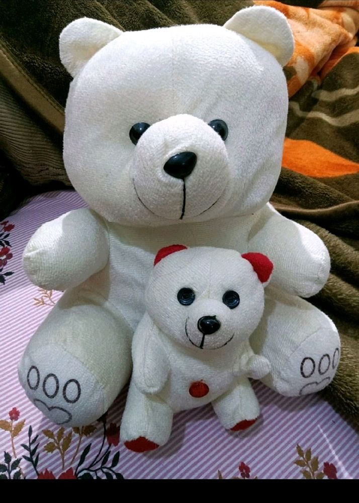 Beautiful White Baby And Mother Teddy