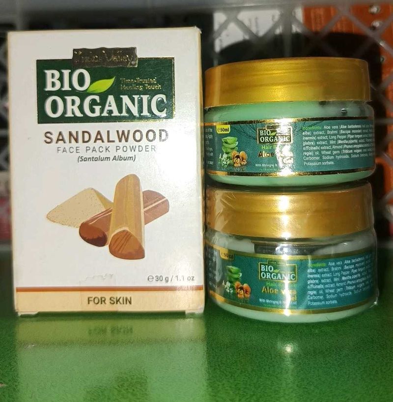 Combo Sandalwood Face Pack + Aelovera Gel