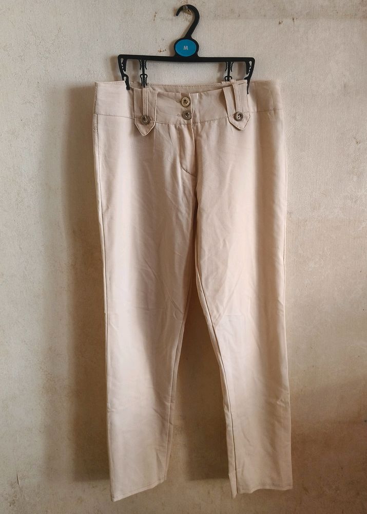 Low Waist Beige Trousers