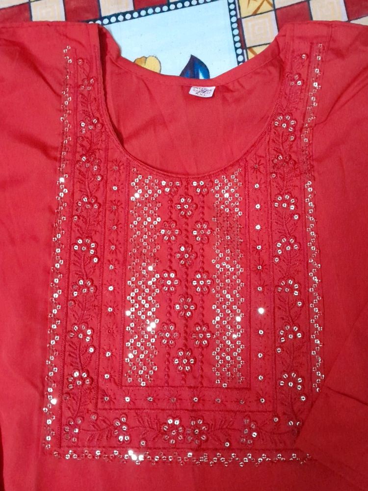 Red Straight Kurti