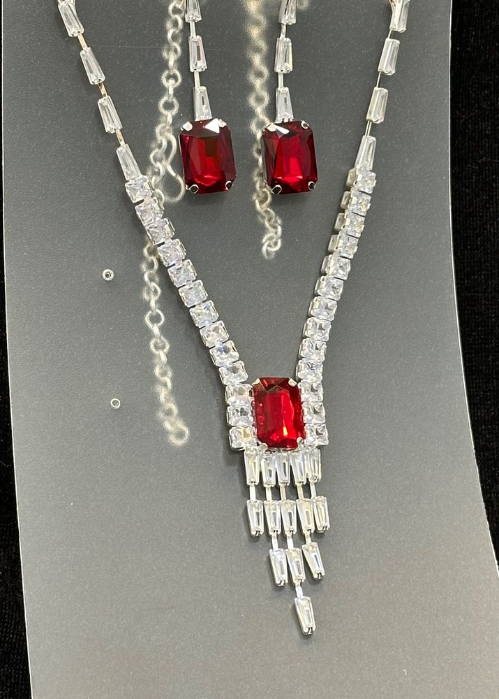 Silver Red Diamond Set