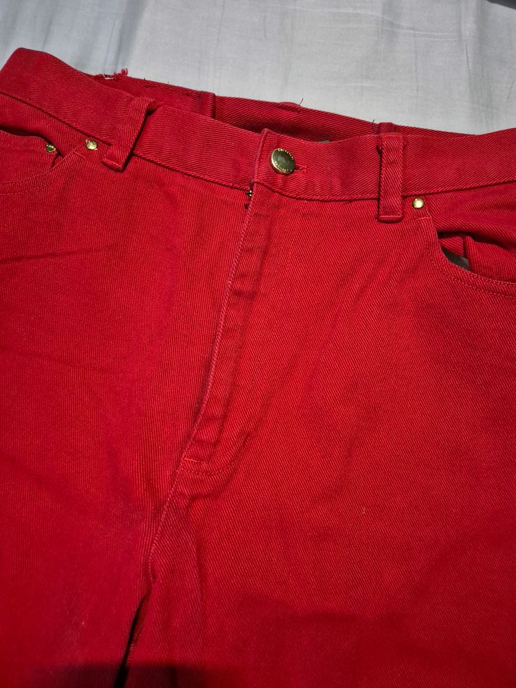 Stylish Branded Red Denim Jeans For Girls