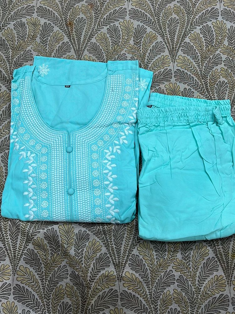 Sky Blue Cotton Two Piece