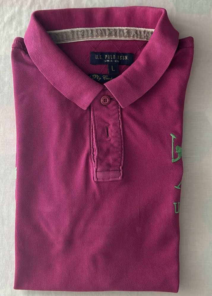 L  Polo Purple Men Half Sleeves T Shirt