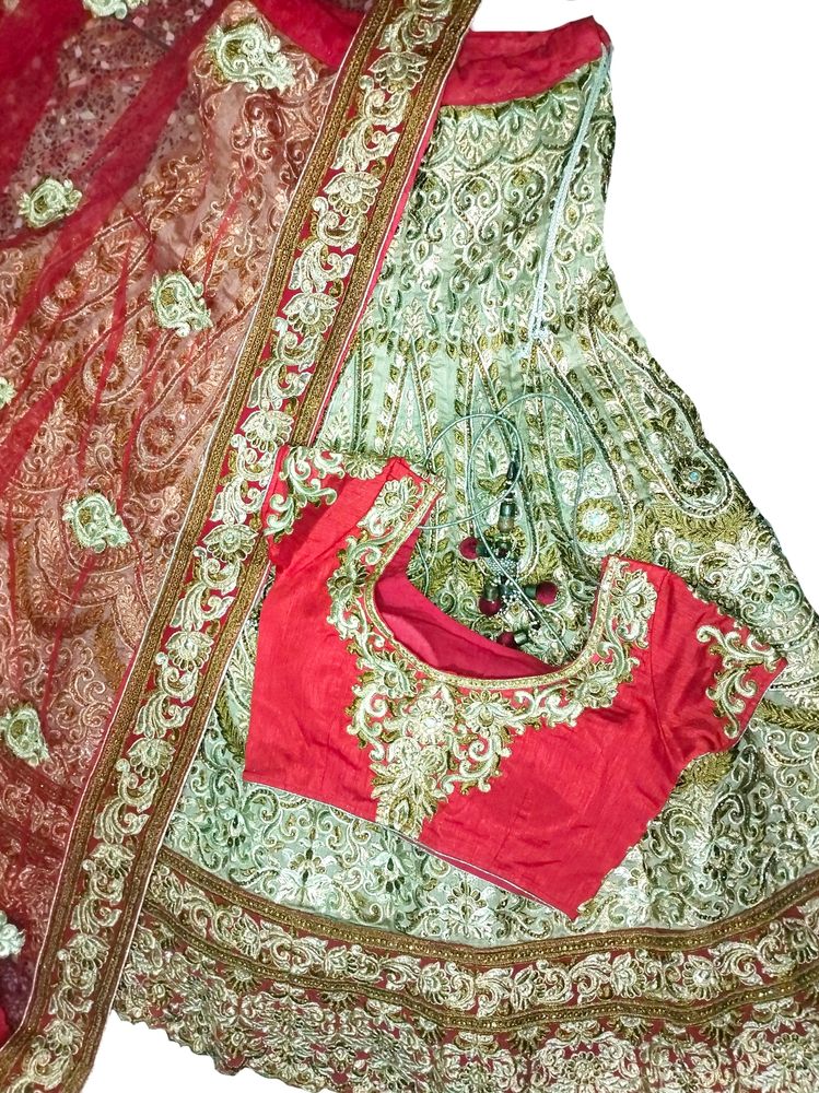 Bridal Lehenga Set Red and Golden Colour