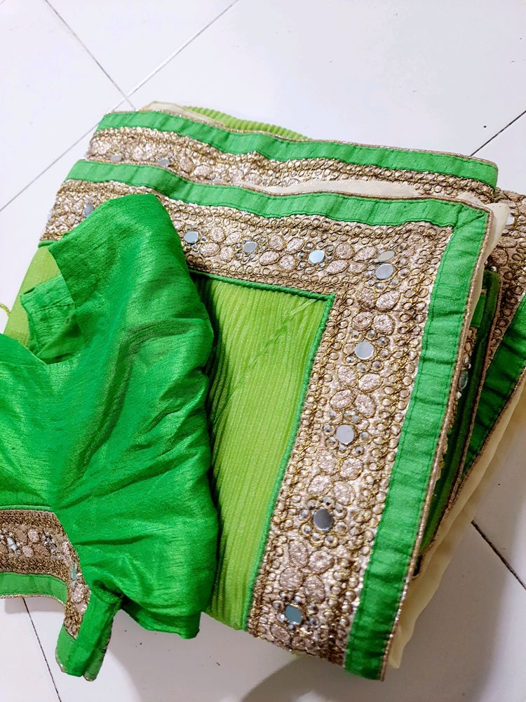 Mirror Work Saree