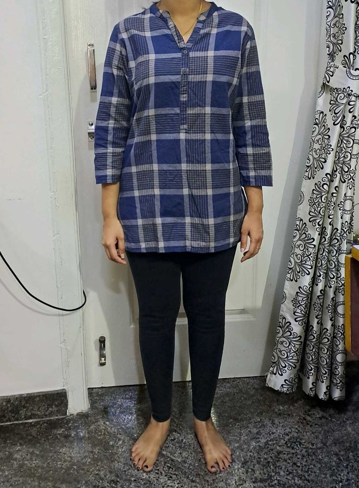 Max Navy Blue Checkered Tunic