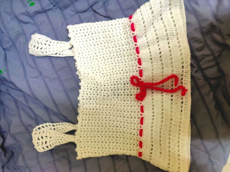 Lace Ruffle Bow Crochet Top