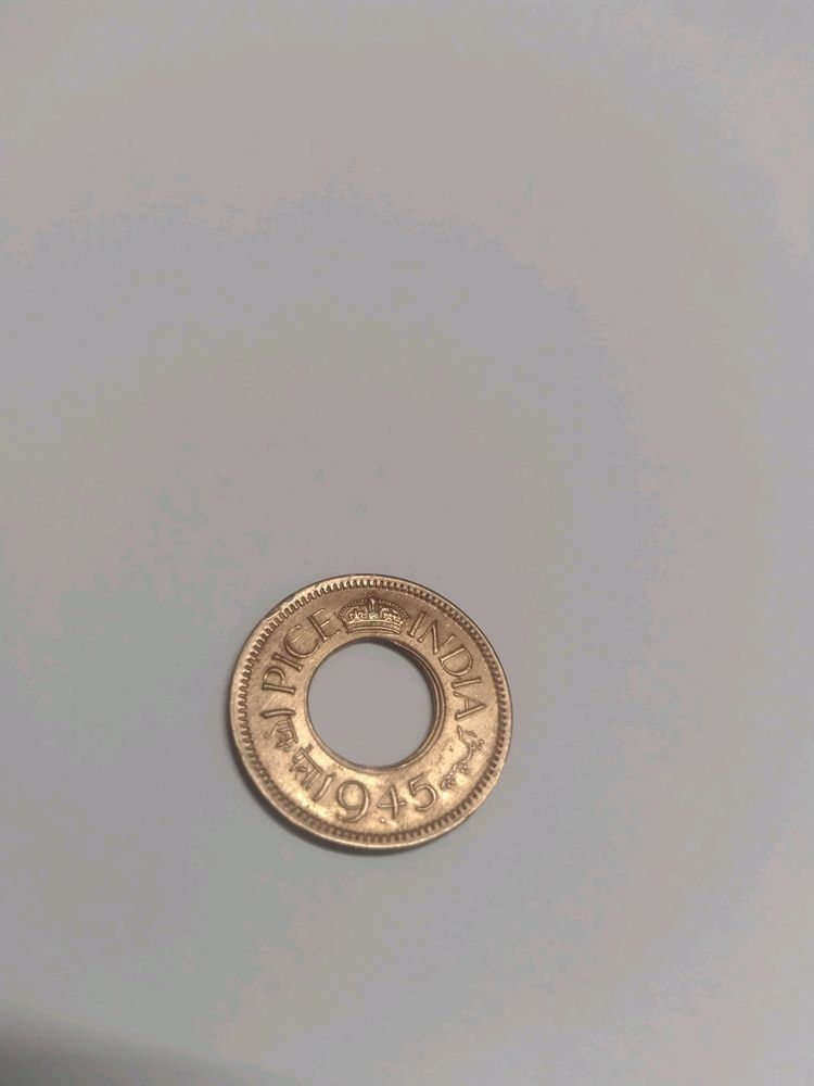 "(Old Round Shape Cut Indian Coin 1945)"