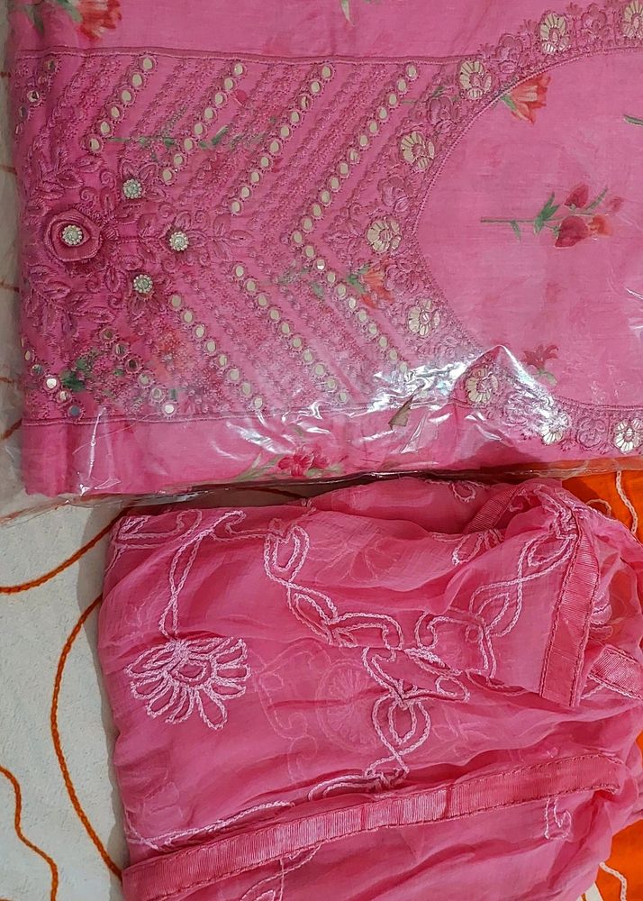 Unstitched Full Suit Set With Dupatta