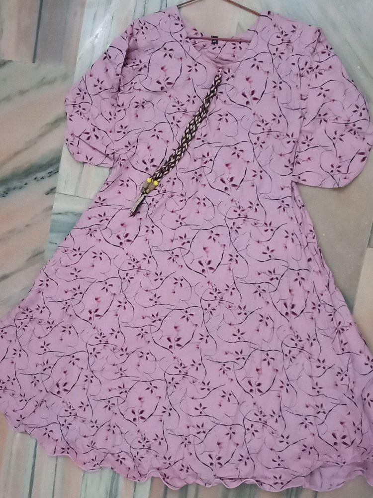 Rayon Baby Pink Colour Dress