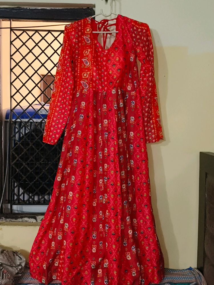 An Anarkali Kurta Attached With A Dupatta