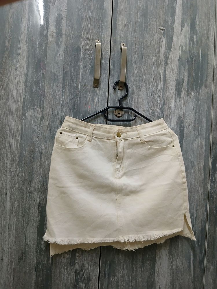 White Denim Skirt