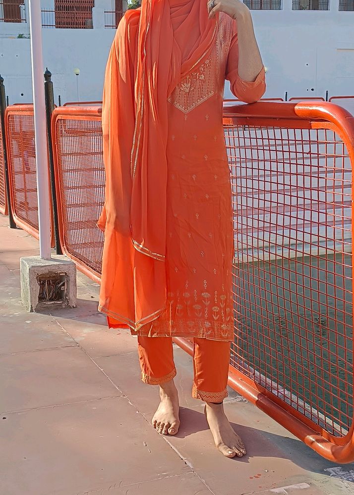 Orange Silk Suit Set