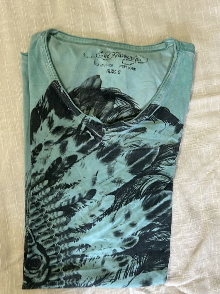 Ed Hardy Sea Green Medium Half Sleeves T Shirt