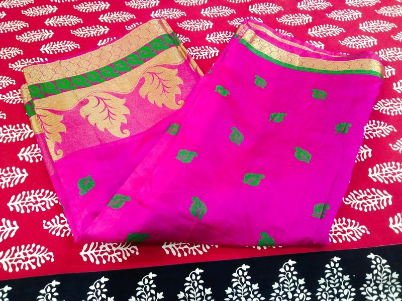 NOT USED MAGENTA MIXED SAREE With Golden Work