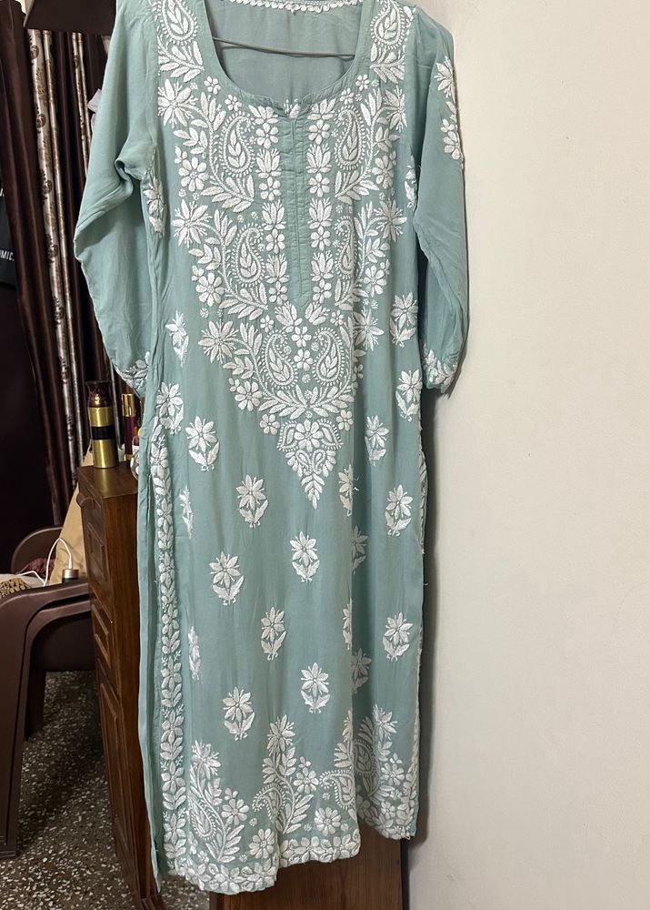 Dusty Green Chikankari Kurta