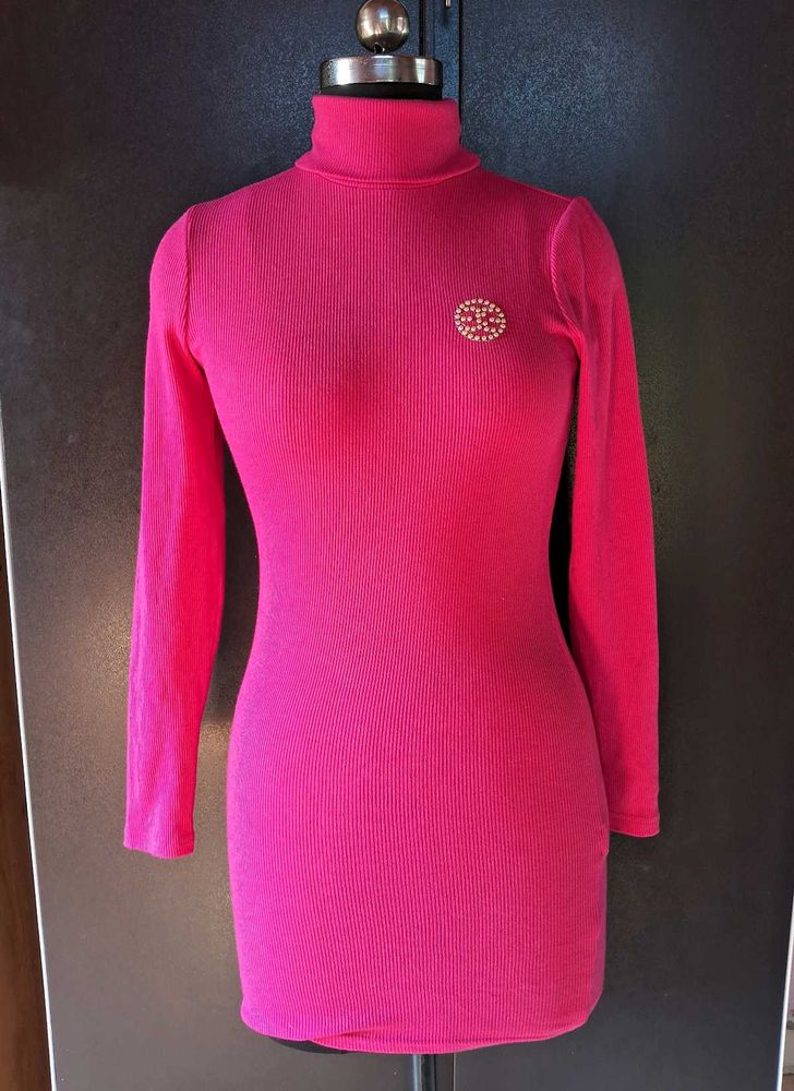 Hot Pink Mini Fitted Dress