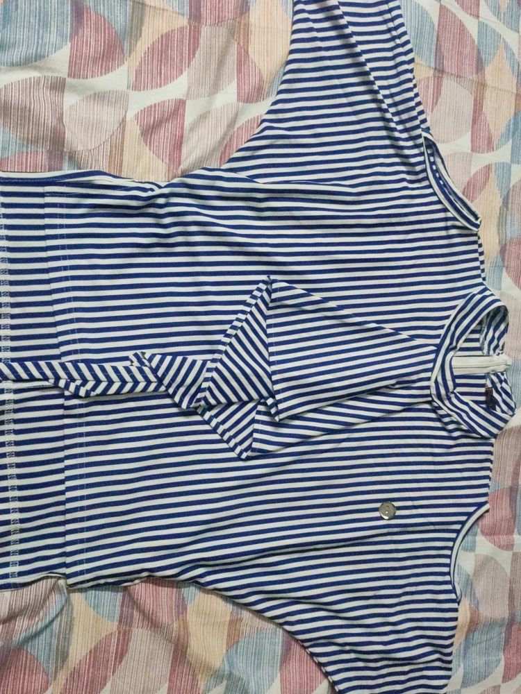 Stripped Blue And White Top