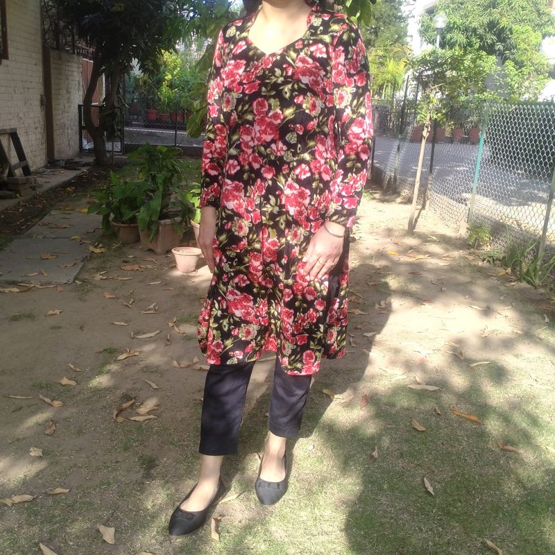 Soft Velvet Floral Kurta