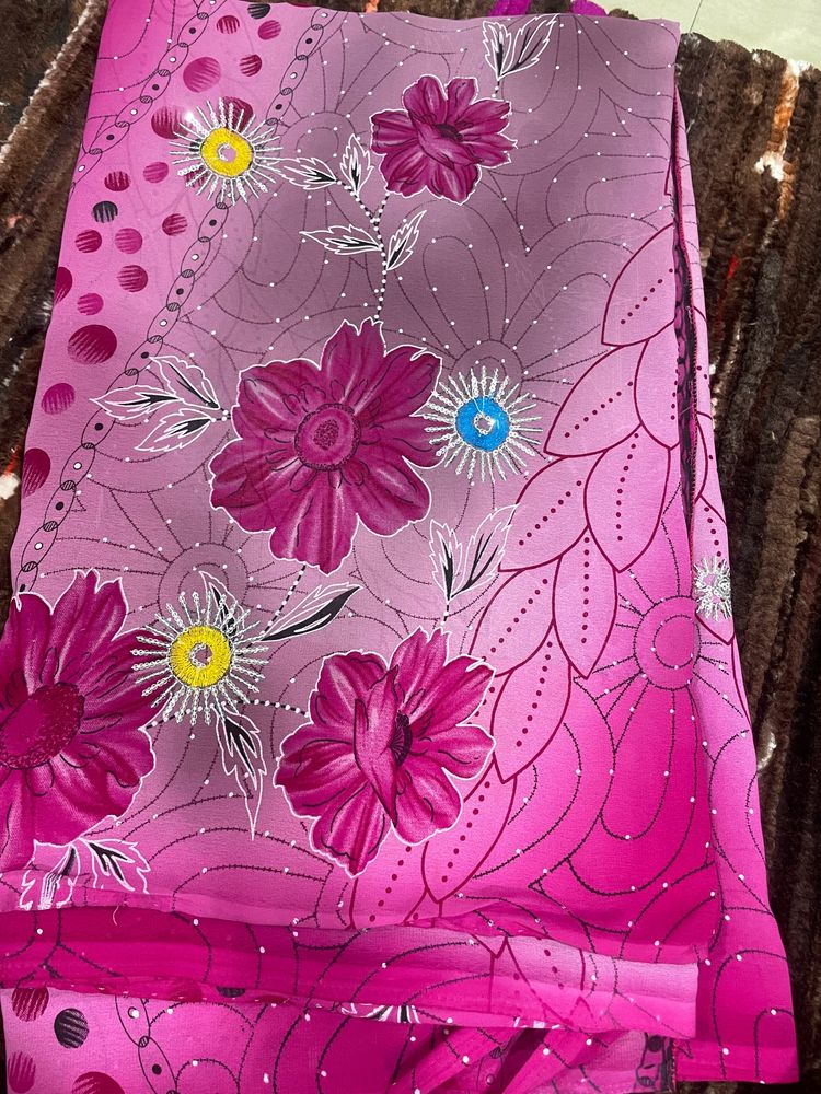 Synthetic Saree Nice Cloth In Very Good Condition