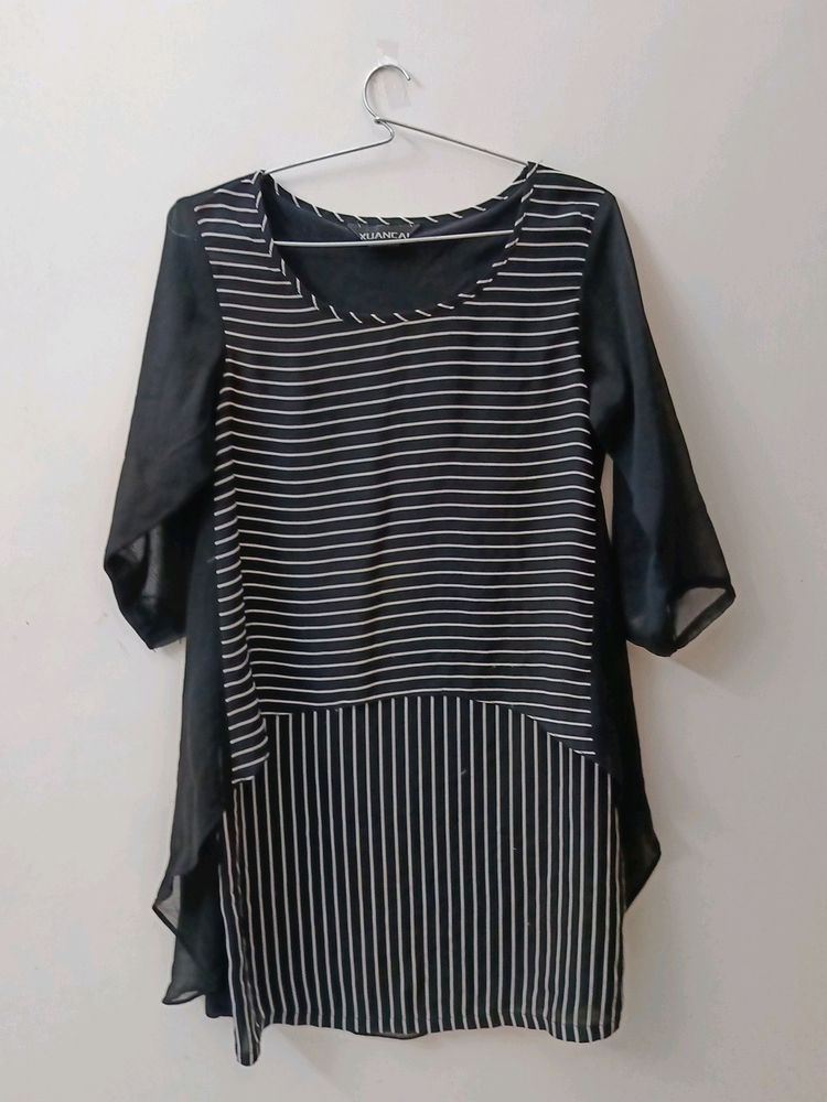 Black Striped Short Dress