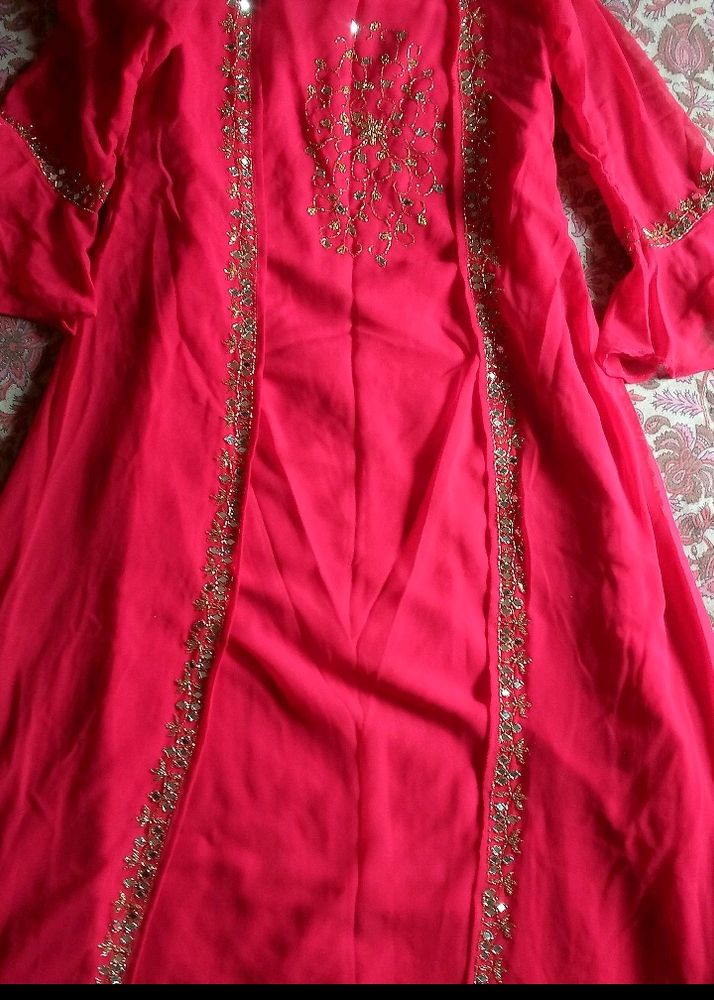 Beutiful Embroidery Gown With Shrug