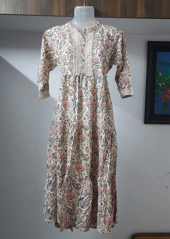 White Floral Kurta