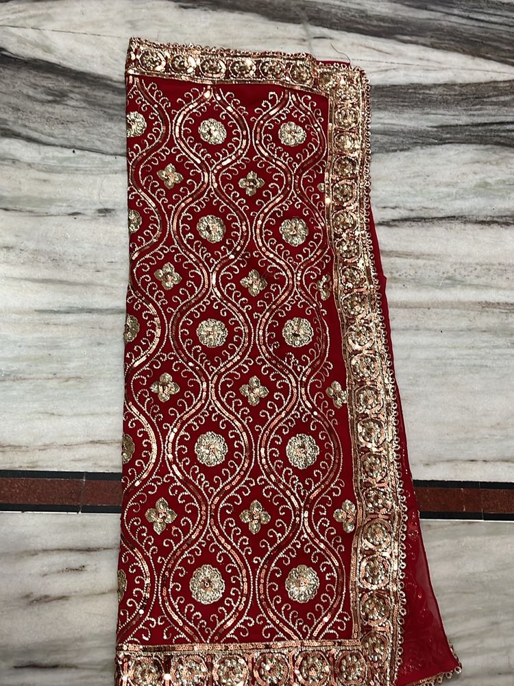 Lenhenga Pattern Saree Red