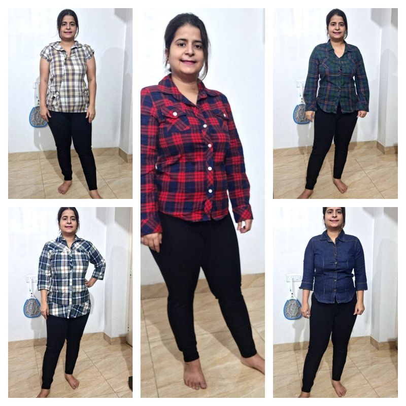 Combo Of 5 Checkshirts And Demin Shirt-Women @299