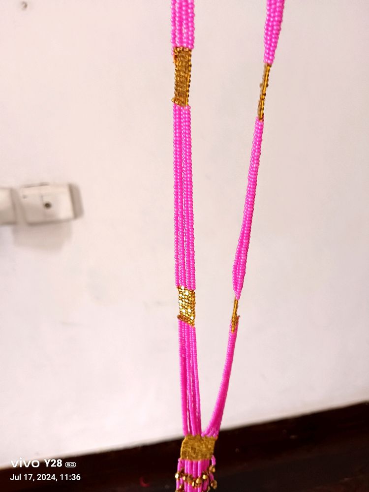 Pink N Golden Pote Mala