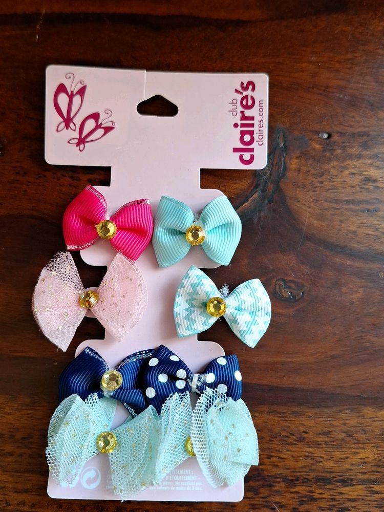 Bow Clips Set Of 8 Claires Brand New