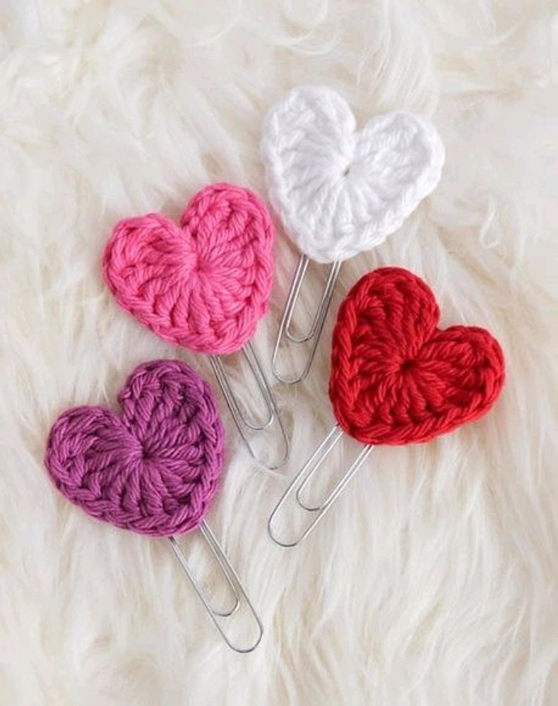 Crochet Heart Clips