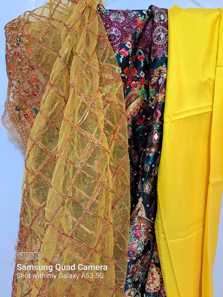 Unstitched Choli, Skirt With Dupatta