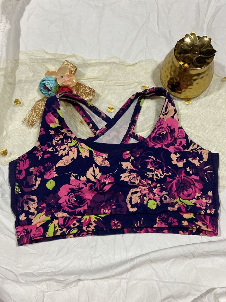 Floral Printed Sports Bra Size M