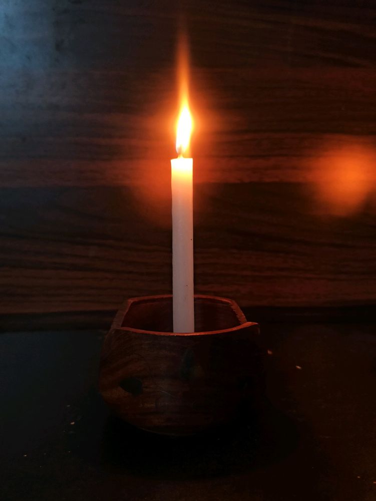 Wooden Candle Cum Cup/Glass Holder