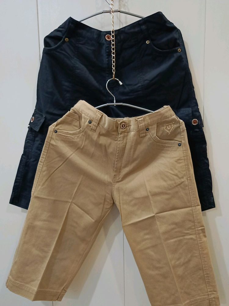 Black And Camel Brown Capri Combo For boys