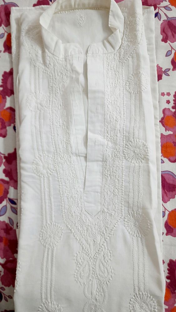 Men White Chikankari Kurta 3