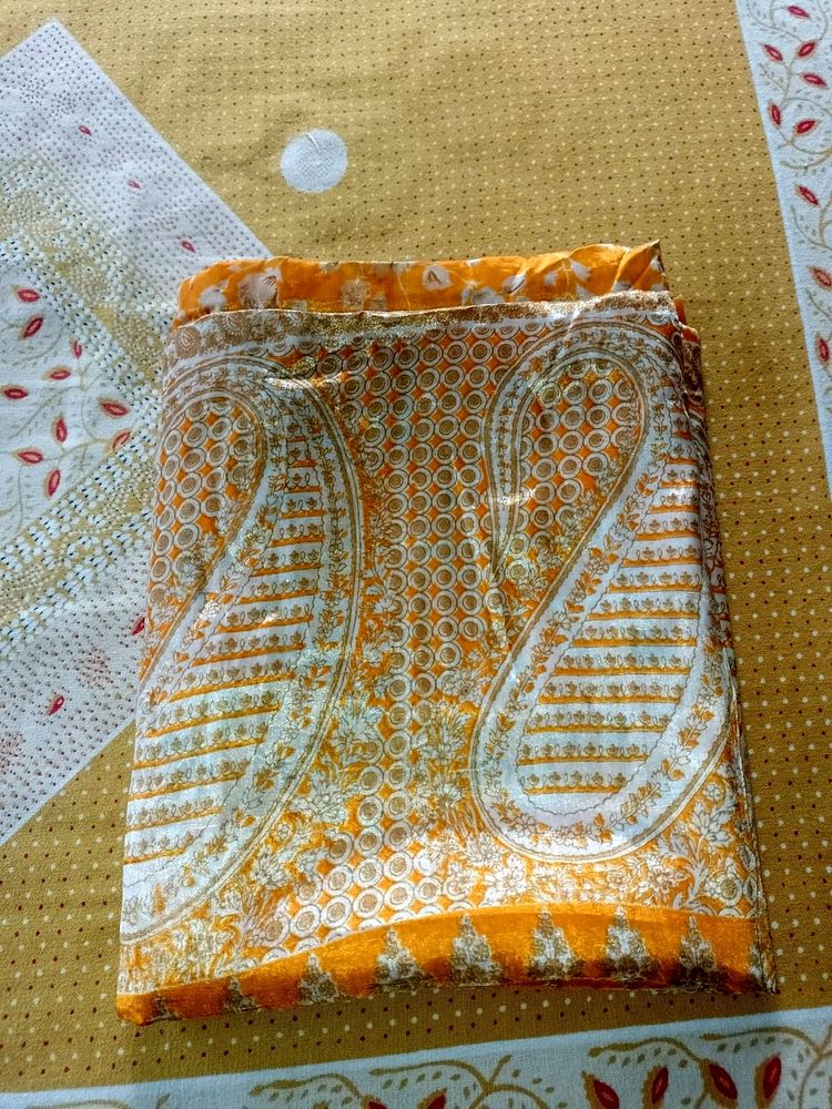 Golden yellow With Silver Silk Saree