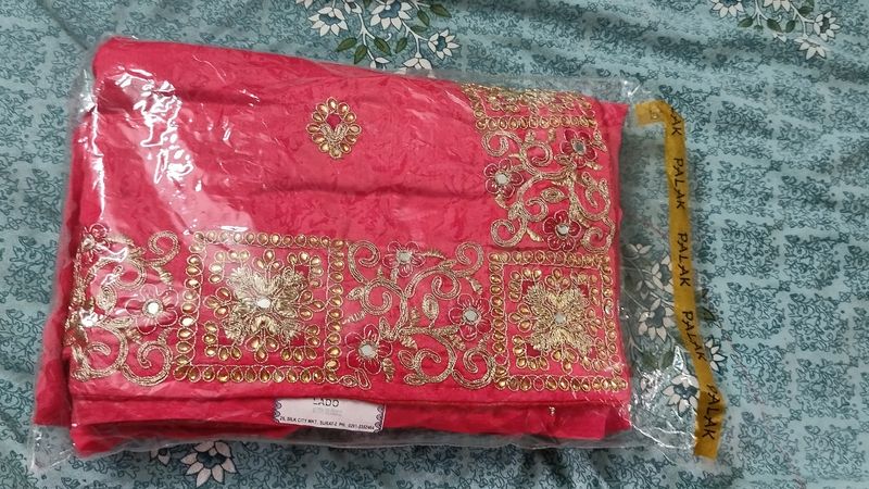 New Wedding Mirror Work Saree With Tag