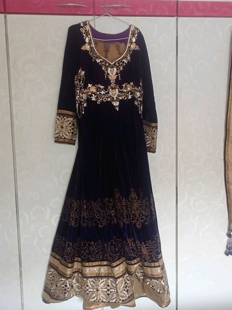 Wedding Wear Floor Length Gown With Dupatta