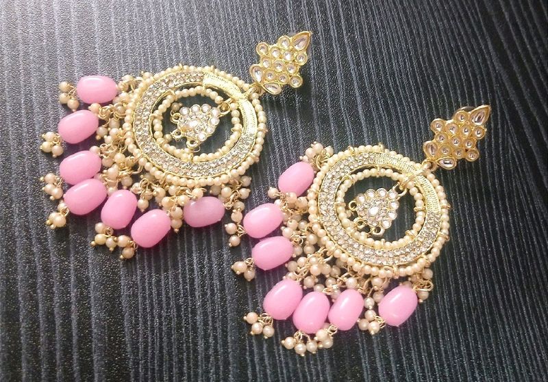 Pink Jhumka Earrings